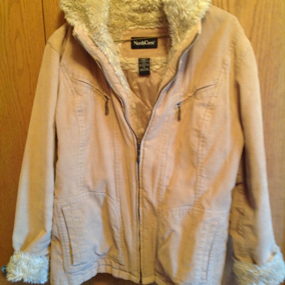 Corduroy with faux fur lining coat